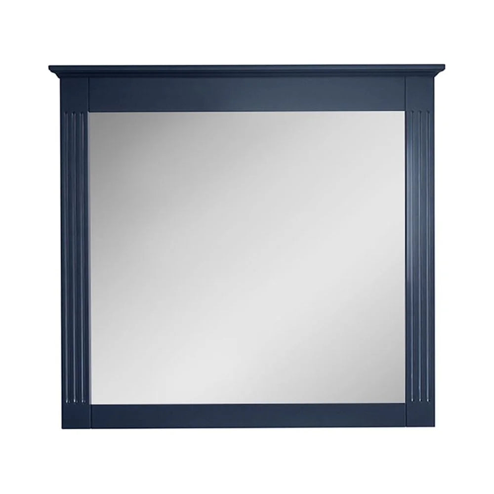 Forclover 38" x 33" Rectangle Wall-Mounted Wooden Framed Vanity Mirror, Makeup Bathroom Wall Mirror for Bathroom Living Room Entryway, White