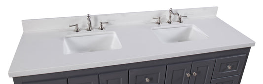 Abbey 72" Double Bathroom Vanity with Marine Gray Cabinet and Quartz Top