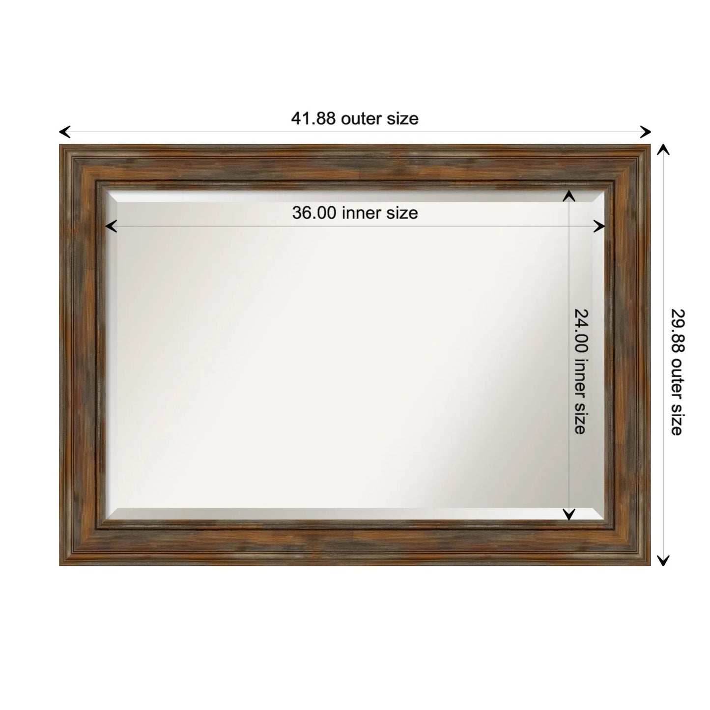 Amanti Art Alexandria Rectangular Beveled Bathroom Vanity Mirror