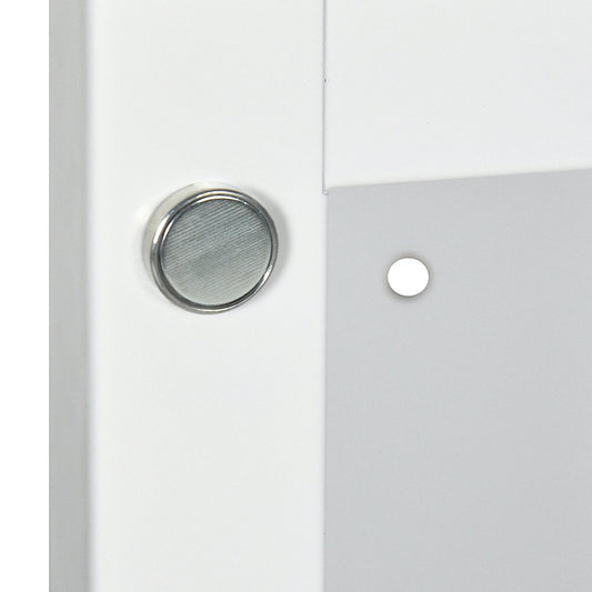Kleankin Recessed Medicine Cabinet with Mirror,Bathroom Mirror Cabinet Wall Mounted with Single Door and Storage Shelves,White,White Stainless Steel Bath Faucets Bathroom Storage