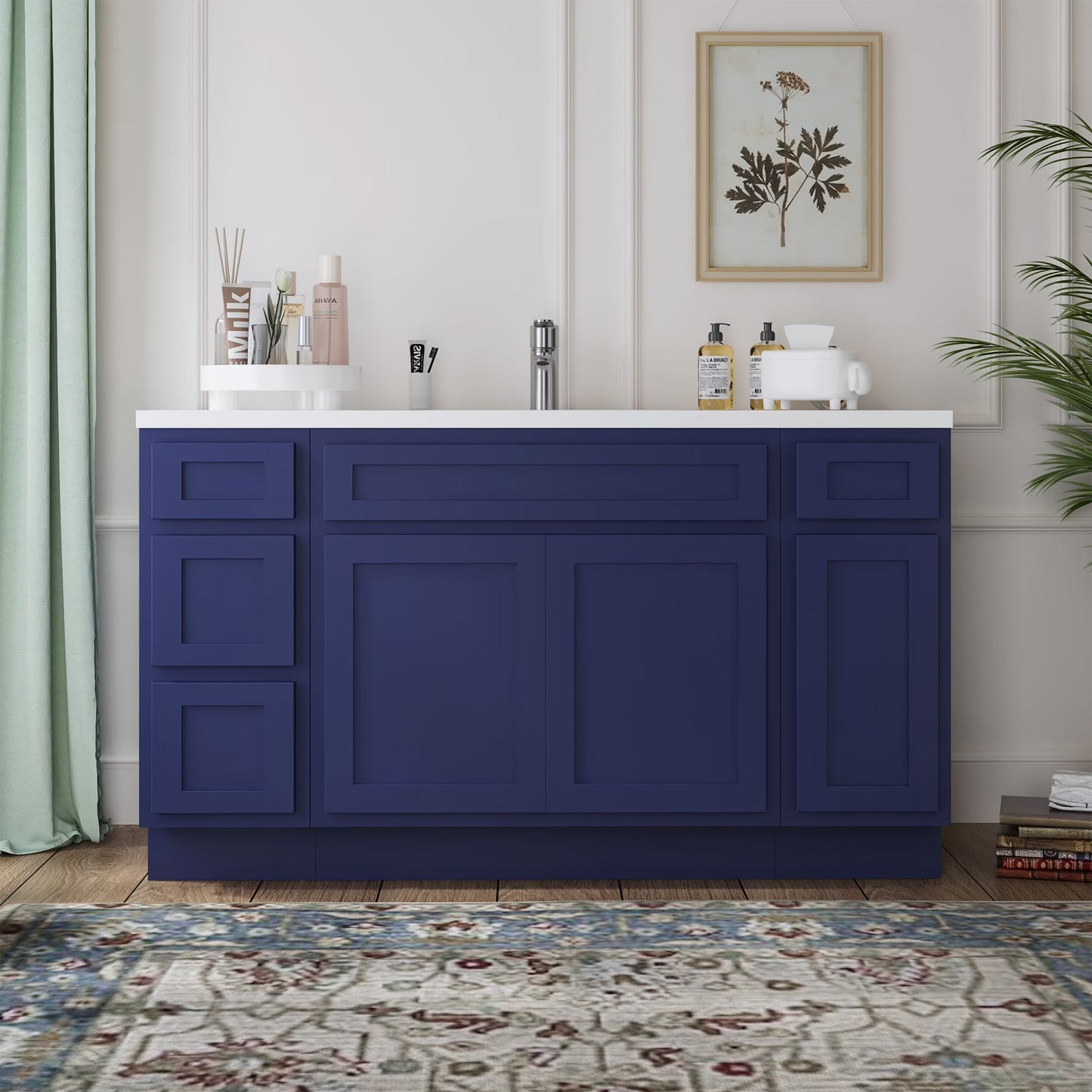 57 in. W x 21 in. D x 32.5 in. H Bath Vanity Cabinet without Top in Gray