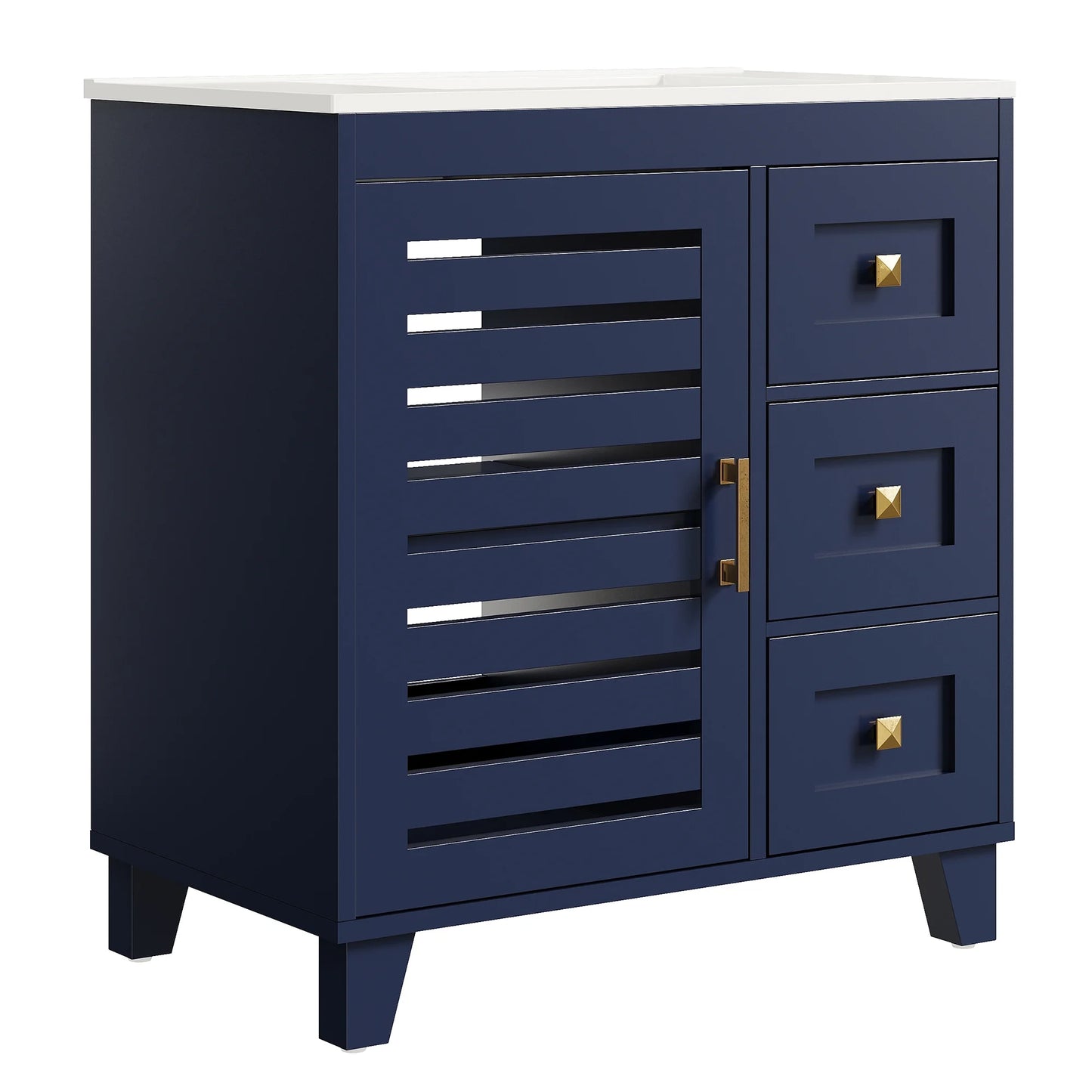 ANCTOR 30'' Bathroom Vanity with Sink, Modern Bathroom Sink Cabinet with 3 Drawers & Adjustable Shelf