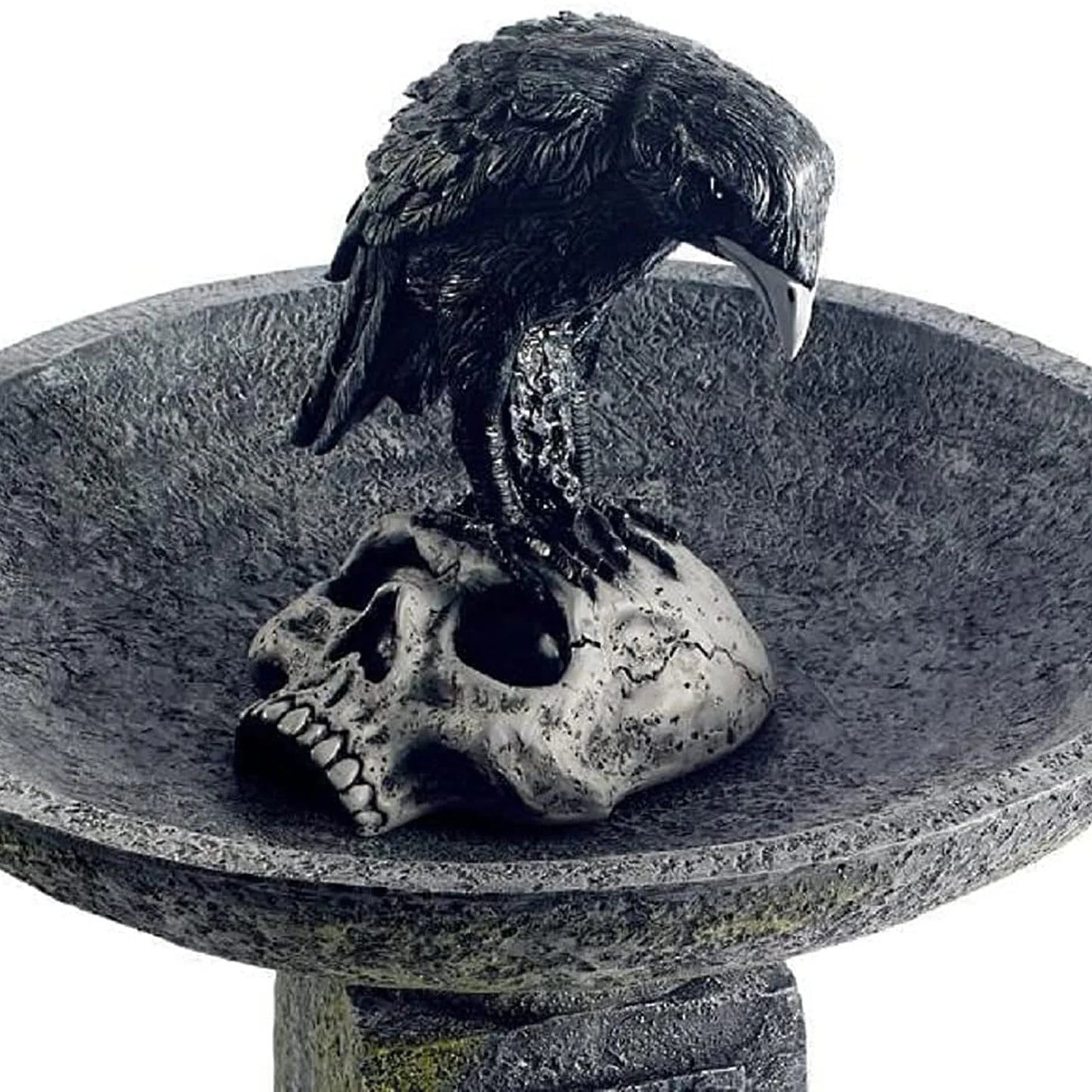 Huntermoon Garden Statue Sculpture Multi-Purpose Crows Black Halloween Home Decor Polyresin Bird Bath