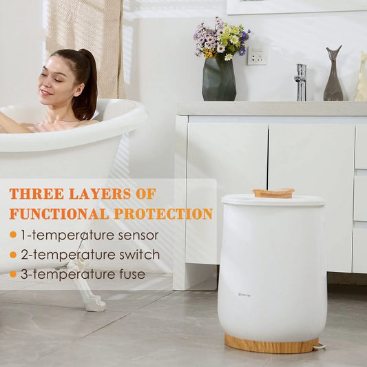 Keenray Bucket Towel Warmers, Luxury Towel Warmer Bucket for Bathroom, Auto Shut Off, Fits Up to Two 40"X70" Oversized Towels, Bathrobes, Blankets, White