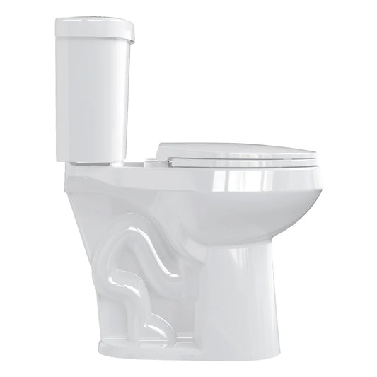 Huisuilinss Two-Piece Toilet,19"/21" Toilet,Elongated Toilet Round Toilet With Top Dual Flush/Side Flush,Soft Close Seat For Bathrooms