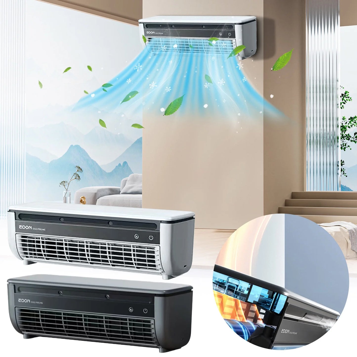 FYHALE 8,000 btu 115V Through-the-Wall Air Conditioner with Remote Control, Wall Ac Unit, High Power Cooling Portable Air Conditioners for Bedroom Kitchen Bathroom, White