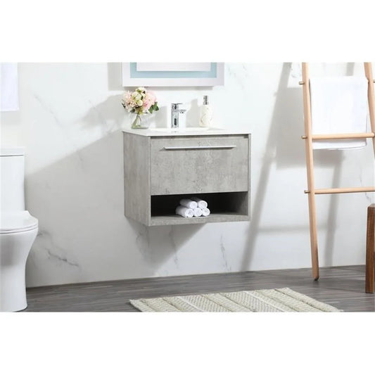 24 inch single bathroom vanity in concrete grey