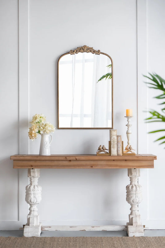 Mirror, Gold Arch Bathroom Vanity Mirror, 24" x 36" Baroque Inspired Wall Mirror,for Bathroom Bedroom Living Room,Gold