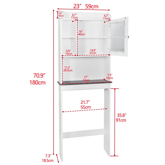 ZenSports Over The Toilet Storage Cabinet Organizer Bathroom Space Saver W/ Adjustable Shelves, White