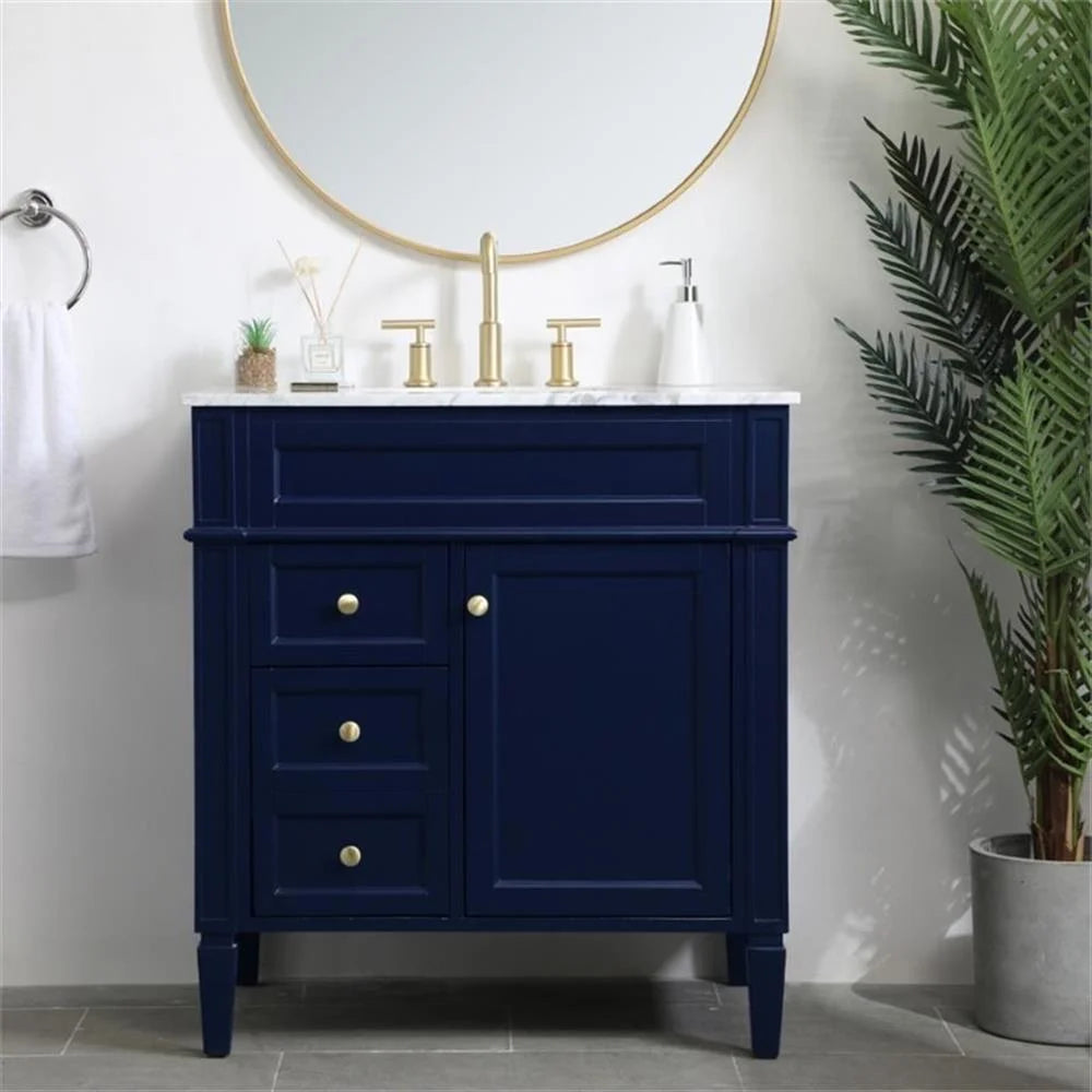 32 inch single bathroom vanity in blue