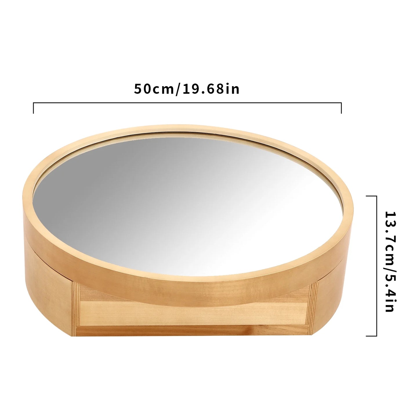 Wildnix Wall-Mounted Bathroom Mirror Cabinet, Round Storage Cabinet with Magnetic Door, Log Color Wood and Glass, Modern Design for Bathroom Essentials