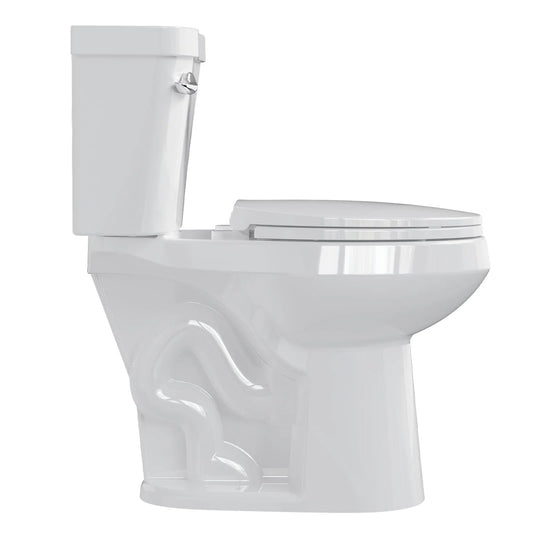 TROPOW Toilet, Two-Piece Toilet, ADA Toilet with Dual Flush, Elongated Toilets for Bathrooms with Soft Close Seat, Universal Height,White
