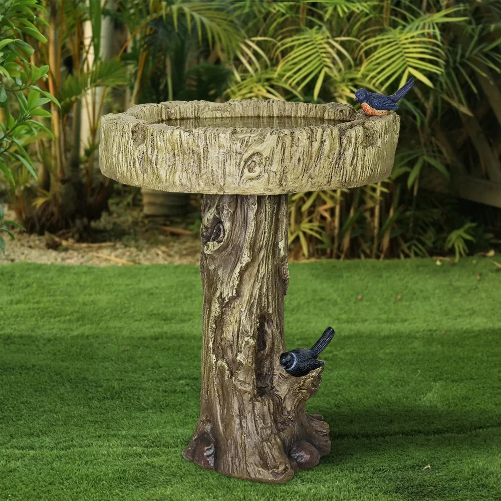 Trunk Shape Birdbaths for Outdoors, 18in Wide Garden Bird Bath Statues, Outdoor Decor for Garden, Patio, Yard, Deck