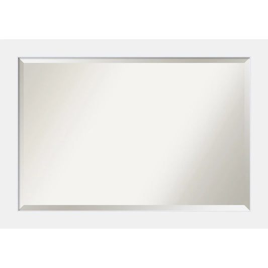 Amanti Art Beveled Wood Bathroom Wall Mirror - Corvino White Frame - Outer Size: 41 x 29 in