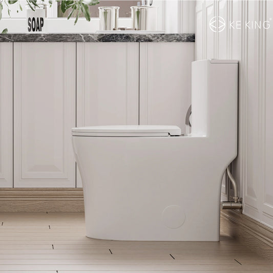 KK KE KING Quiet & Powerful Flush Round Compact One Piece Toilet for Small Bathroom, Space Saving, 12'' Rough-In