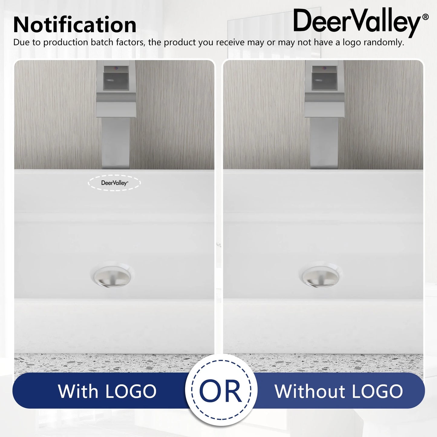 DeerValley DV-1V032 White Ceramic Rectangular Vessel Sink Above Counter White Bathroom Vanity Sink Bathroom Sink Art Basin (19.92'' L x 14'' W x 4.37'' H)