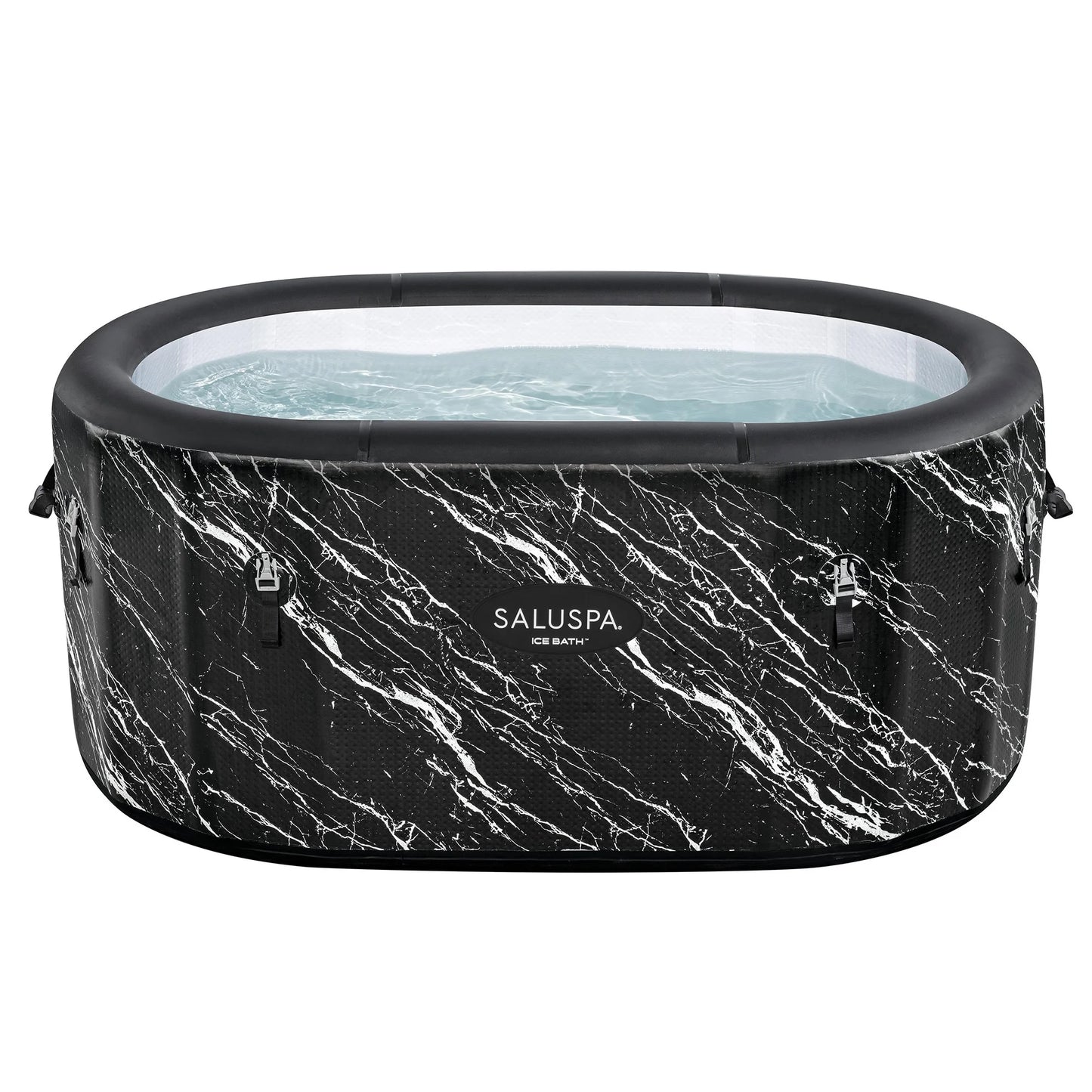 SaluSpa: Glacial Dip - Cold Plunge Inflatable Tub - 60x36x28", Black Marble, Ice Bath, FortiFiber, Polar Shield Year Round Use, Cover & Storage Bag