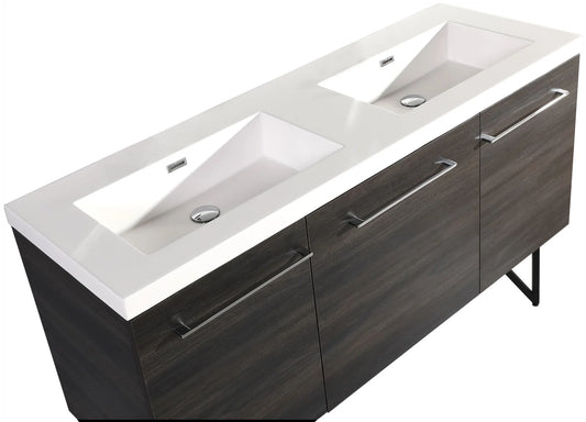 Annecy 60 Double, Black Walnut, Two Doors, One Drawer, Bathroom Vanity