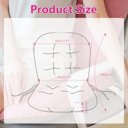 Pink Chair Cushion Non-Slip Desk Chair Cushions with Back Support Soft Plush Office Seat Pad with Ties Rocking Chairs Cushion for Office Car Home Dining Room Kitchen