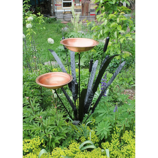 Achla Double Cattail Bird Bath, Copper