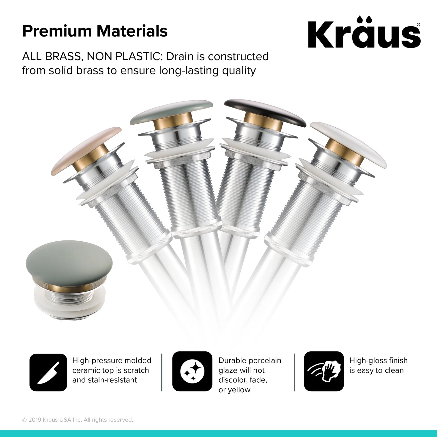 KRAUS Viva Round Gray Porcelain Ceramic Vessel Bathroom Sink with Pop-Up Drain, 16 1/2 in. D x 5 1/2 in. H