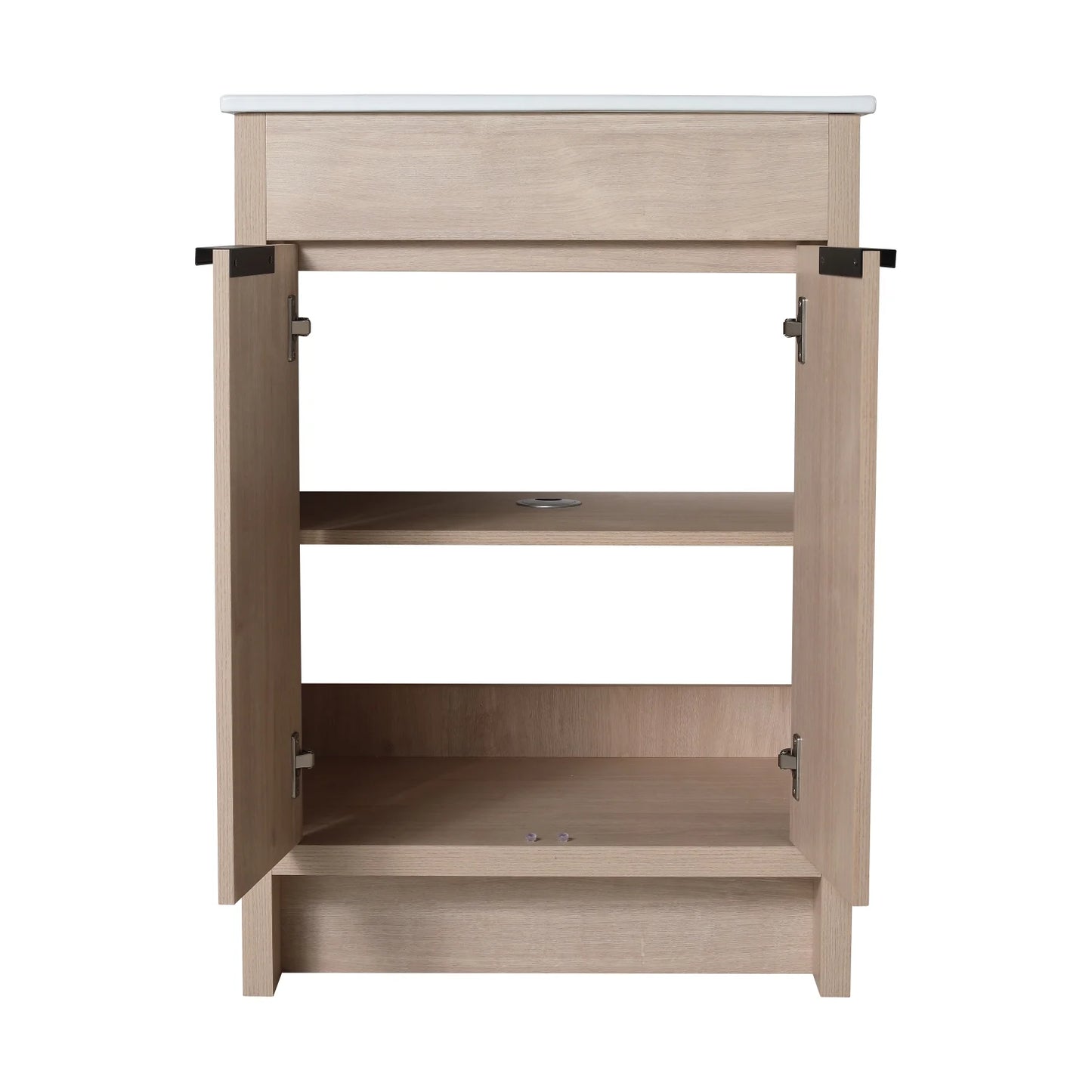 Holaki 24" Freestanding Bathroom Vanity with White Ceramic Sink & 2 Soft-Close Cabinet Doors, Plain Light Oak