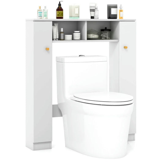 Topcobe Over The Toilet Storage Cabinet with 2 Open Compartments and 4 Adjustable Shelves, Bathroom Furniture, Bathroom Shelves, White