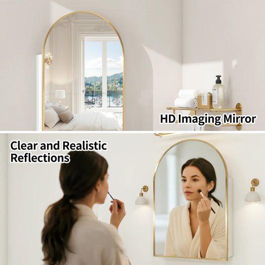 20 x 30 Medicine Cabinet with Mirror,Gold Bathroom Mirror with Storage,Metal Framed Medicine Cabinet Wall Mount with Adjustable Shelves for Bathroom Vanity Modern Farmhouse