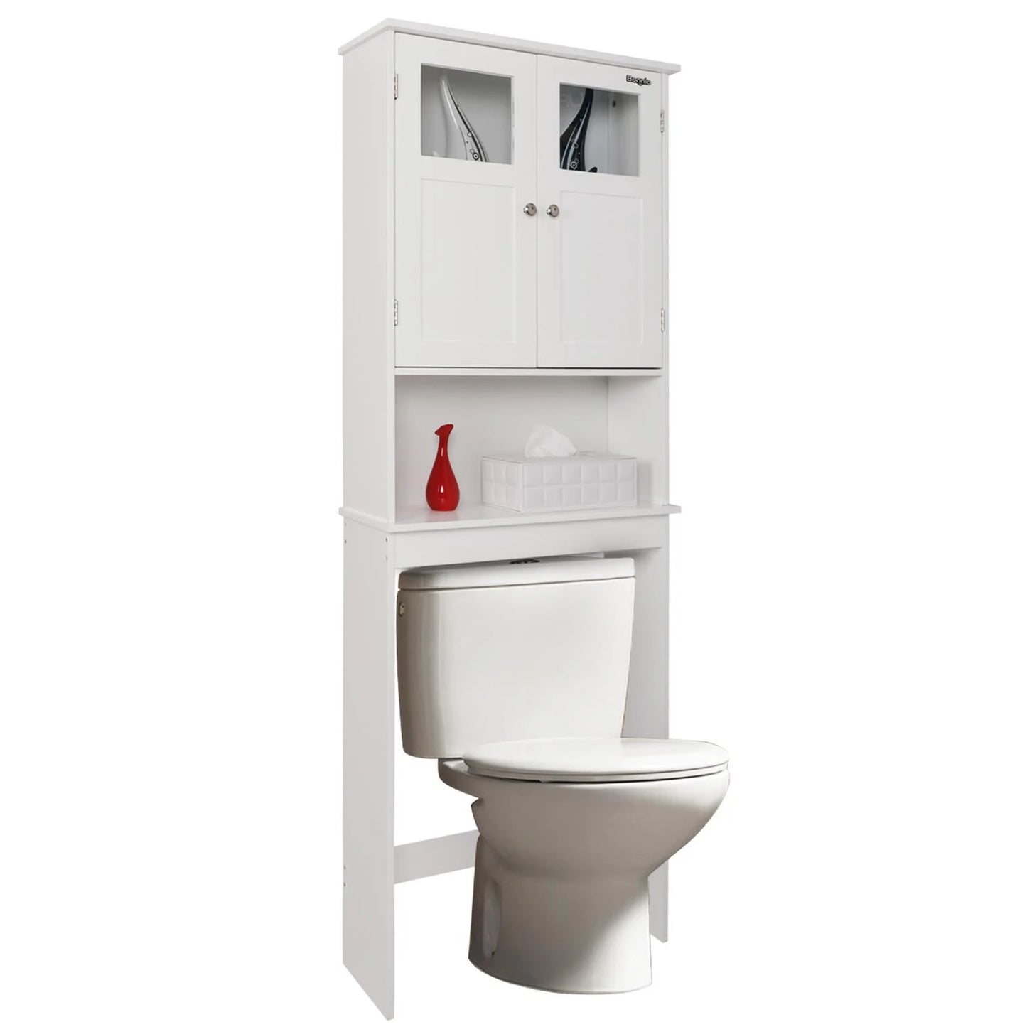 Zimtown 67'' over the Toilet Bathroom Storage Cabinet with 2 Doors and Adjustable Shelf, White