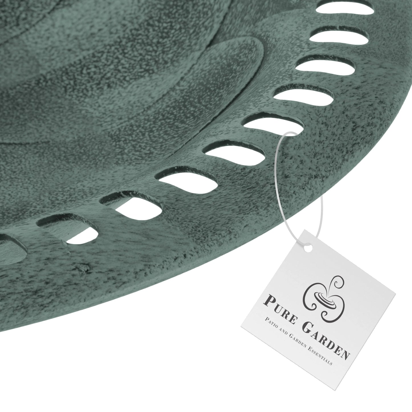 Antique Bird Bath- Weather Resistant Resin Birdbath with Vintage Scroll Design, 3 Ground Stakes for Garden,Outdoor Decor by Pure Garden (Patina Green)
