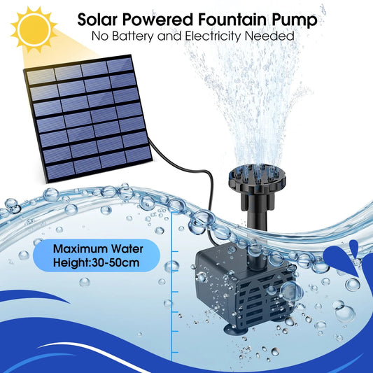 Solar Fountain,Solar Water Fountain Pump 6 Nozzles, Solar Powered Fountain Pump for Bird Bath, Ponds, Garden,Swimming Pool, Fish Tank,Outdoor and Aquarium,Black