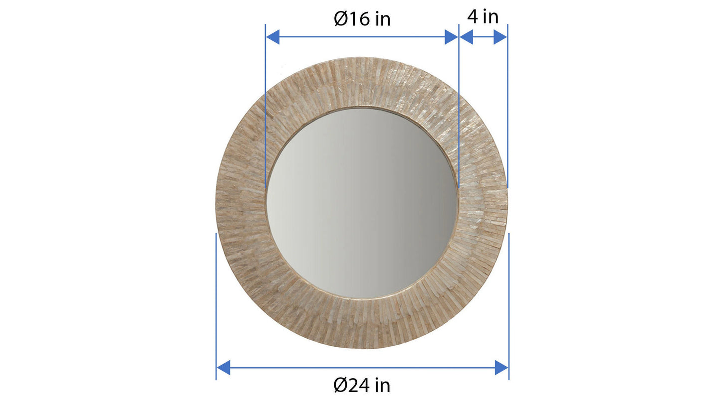 Kouboo Round Capiz Seashell Sunray Wall Mirror, Round Wall Mirror, Mirror For Bathroom Bedroom Living Room Entryway, Natural White
