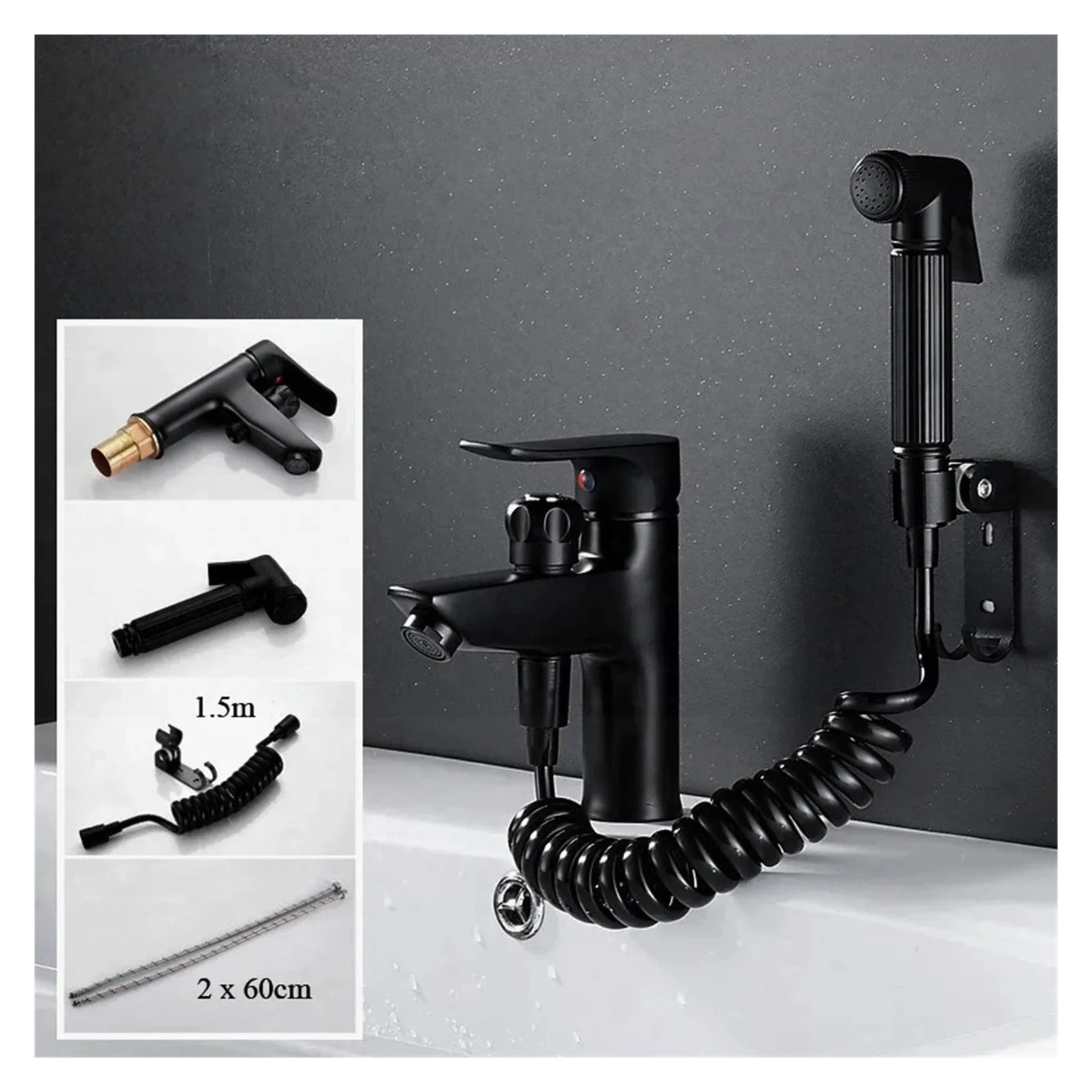 Bathroom Basin 2 In 1 Faucet, Brass Handheld Toilet Bidet Faucets, Sprayer Cold And Hot Water Mixer Bathtub Tap With Shower Set ,Made to Last