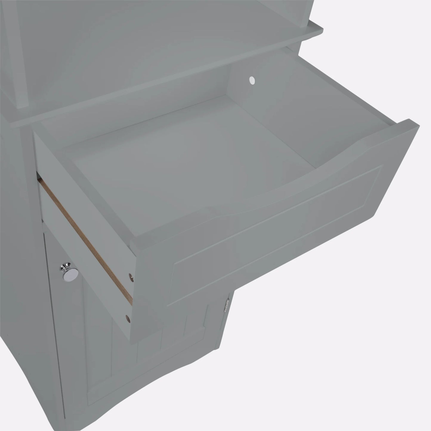 RiverRidge Ashland Tall Bathroom Storage Linen Cabinet Organizer with Drawer - Gray