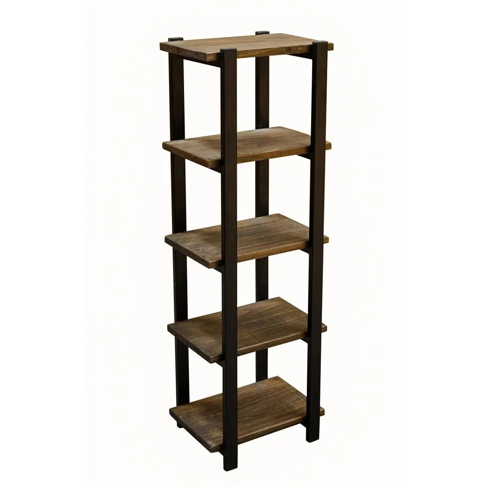 Pomona 48"H Metal and Solid Wood Bath Floor Storage Shelf