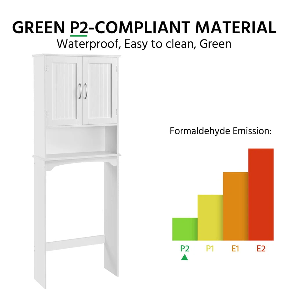 SmileMart 9" Width Wooden Over The Toilet Bathroom Storage Cabinets with Door, White