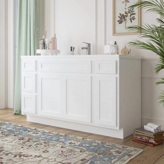 54 in. W x 21 in. D x 32.5 in. H Bath Vanity Cabinet without Top in White