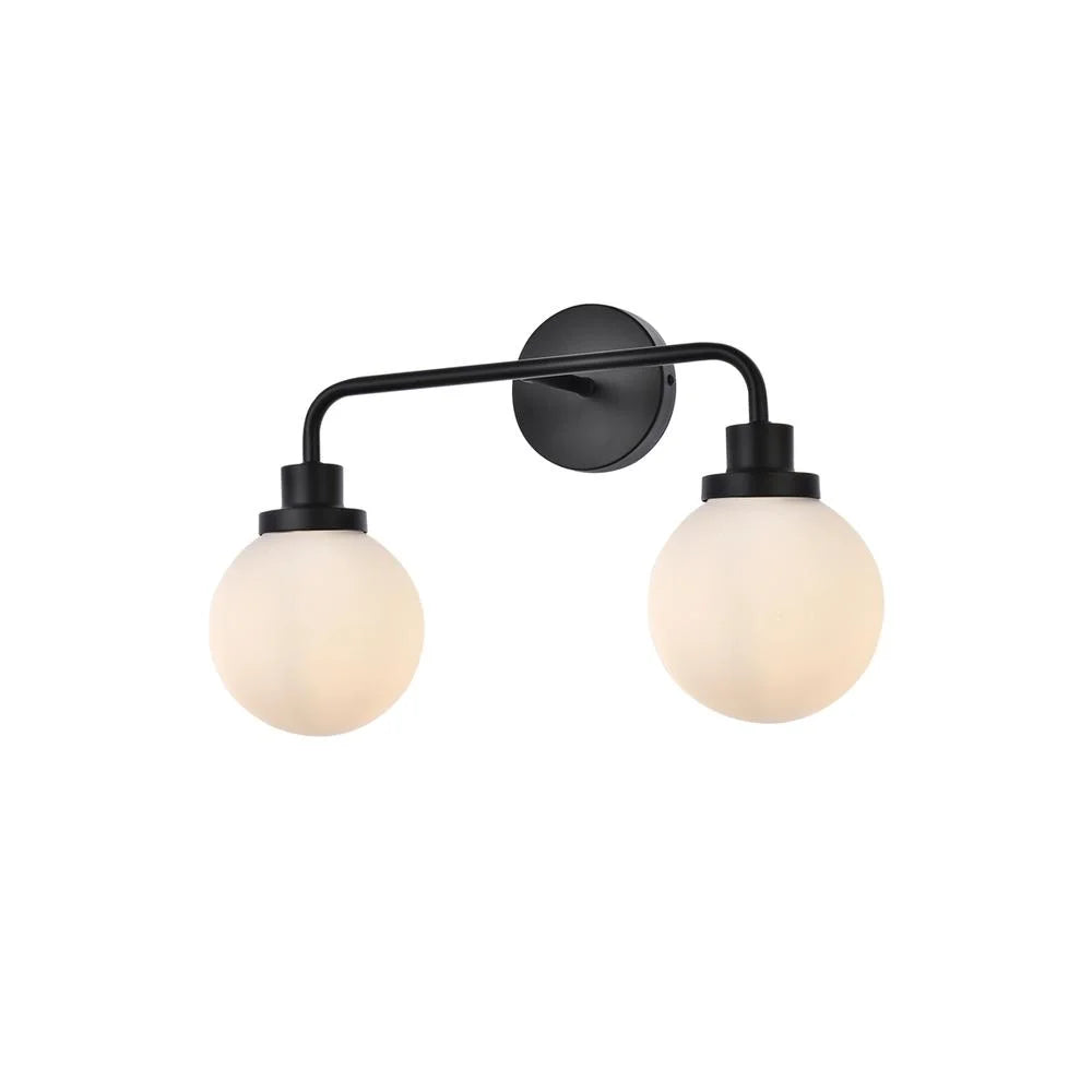 Living District Hanson 2 lights bath sconce in black with frosted shade
