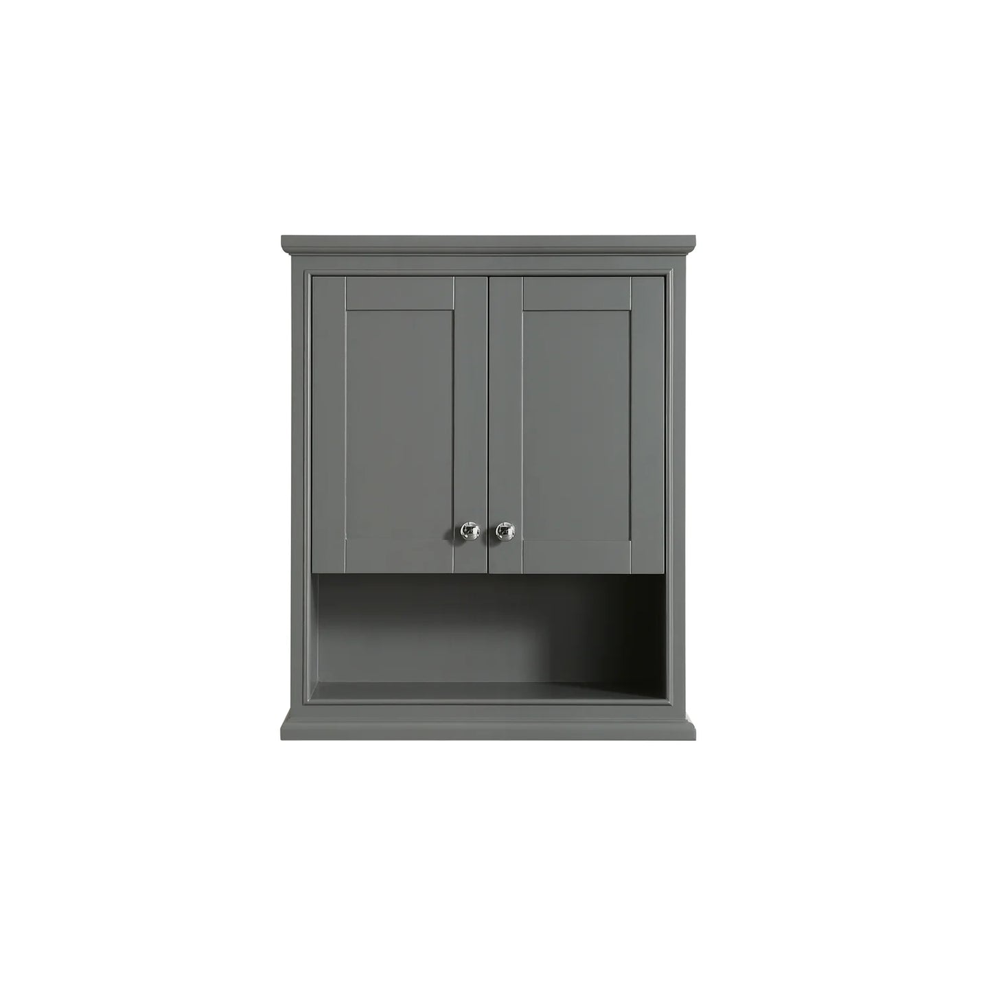 Wyndham Collection Deborah Over-the-Toilet Bathroom Wall-Mounted Storage Cabinet in Dark Gray with Matte Black Trim