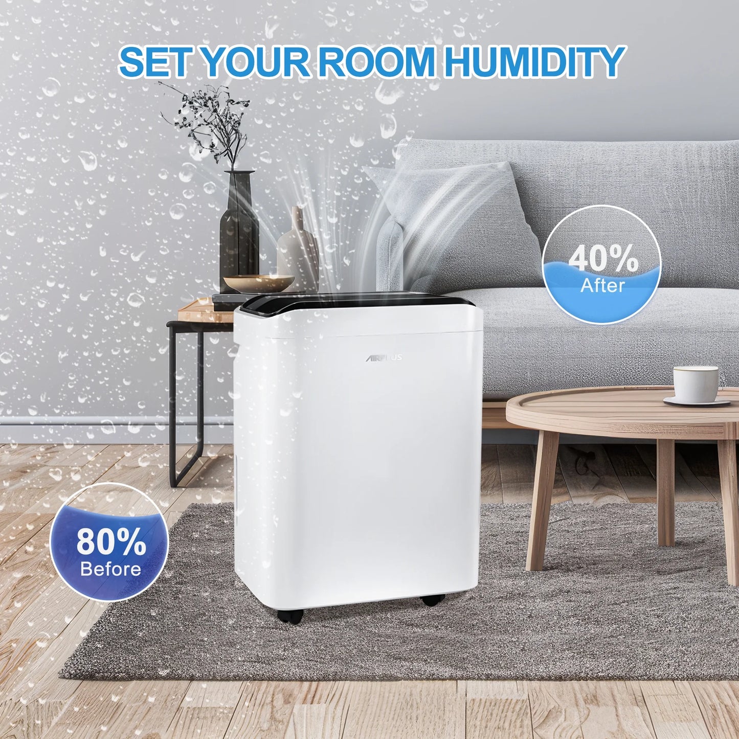 50 Pint Dehumidifier for Basements,Large Room,Home,Bathroom,4,500 Sq. ft. Dehumidifier with Drain Hose,Intelligent Humidity Control,24H Timer,3 Speed