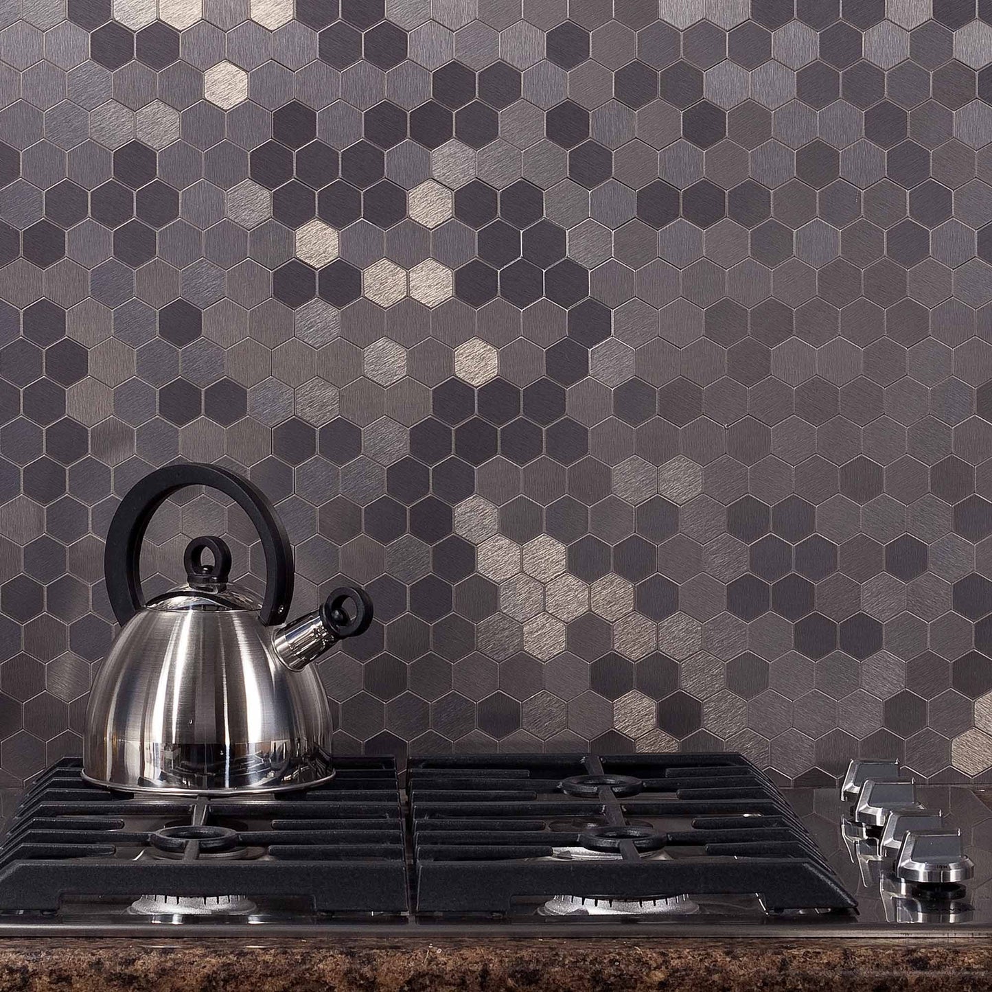 product image Aspect Peel and Stick Backsplash Honeycomb Champagne Matted Metal Tile 15 Sq Ft Kit for Kitchen and Bathrooms