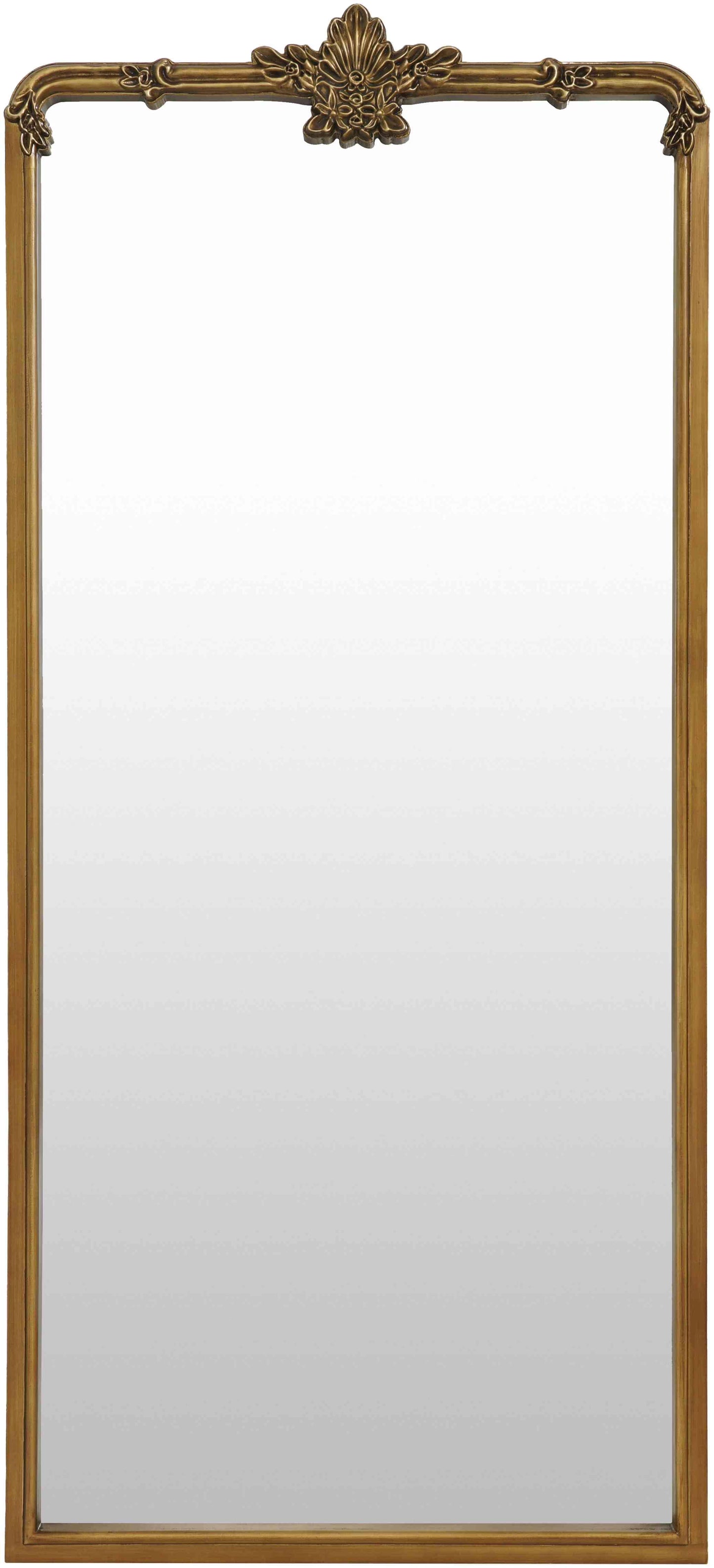Mark&Day Full Length Mirror, Shreena Traditional Gold Arched Crowned Top Standing Leaning Vanity Wall Mirrors for Bedroom Living Room or Bathroom, Antiqued Wood Frame Large Floor Mirror (66"H x 30"W)