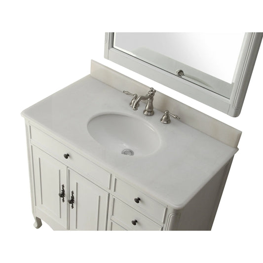 Chans Furniture 38" Daleville Bathroom Sink Vanity with MIR/BS - Antiqued White