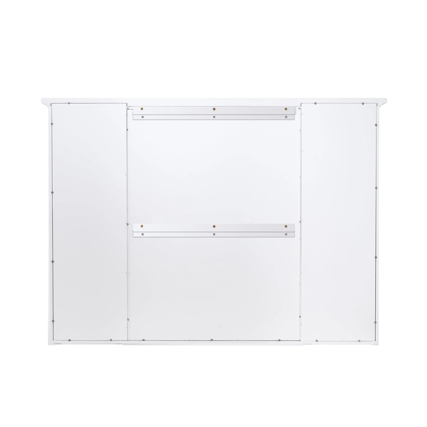 Forclover 42"x 30" Wall Mounted Mirrored Medicine Cabinet for Bathroom, 6 Tier Wood Mirror Cabinet Storage with 1 Soft-close Door, Bathroom Accessory, White