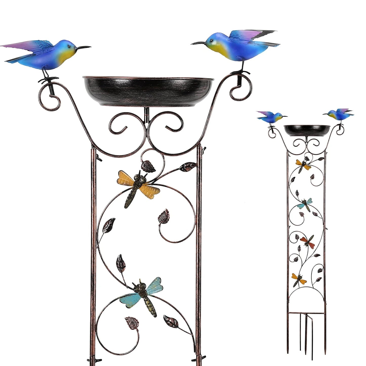 Bird Bath with Trellis Inlife Waterproof Garden Bird Feeder and Trellis Combo for Climbing Plants, Metal