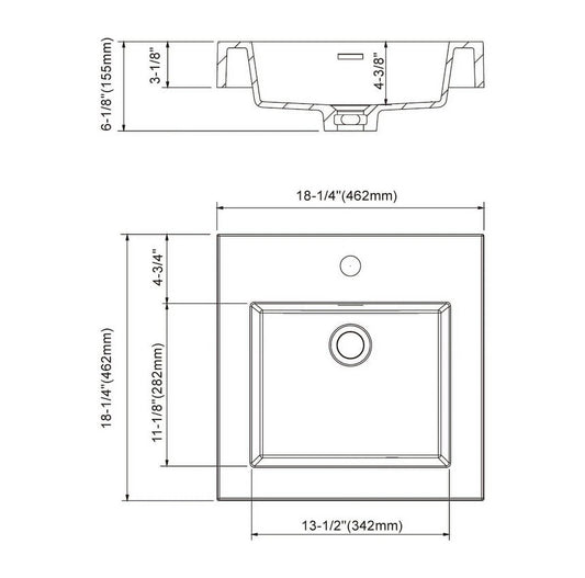 Dowell Topmount Bathroom Resin Basin 000 1818BP