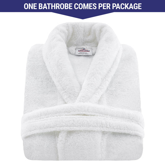American Soft Linen, Mens and Womens Robes, Unisex Bathrobes, M-L, White