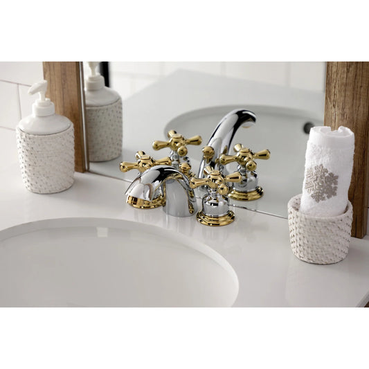 Kingston Brass KB944AX Victorian Mini-Widespread Bathroom Faucet, Polished Chrome/Polished Brass
