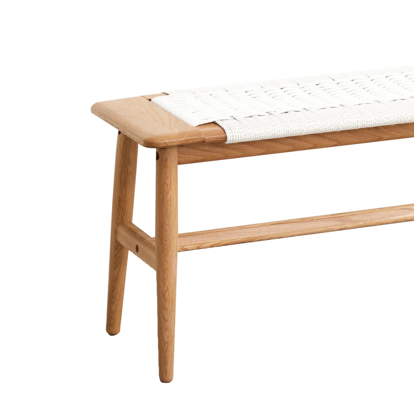 White Oak Wood Dining Bench - Handwoven Cane Seat, Fits Different Room Settings Solid Bed North American With Seat For Bedroom & Bathroom