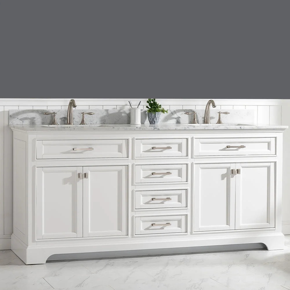 Design Element Milano 72" Double Sink Bathroom Vanity in White